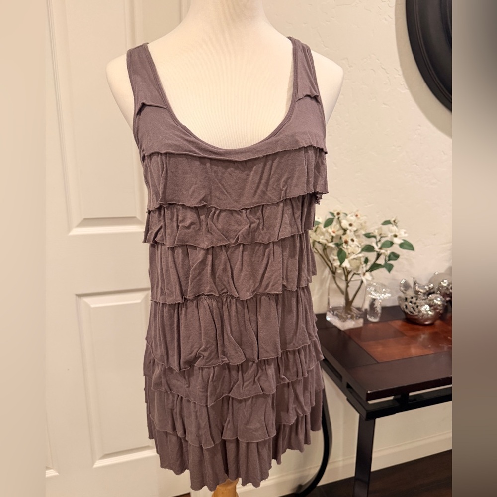 Sleeveless Layered Ruffle Tank Top - Taupe